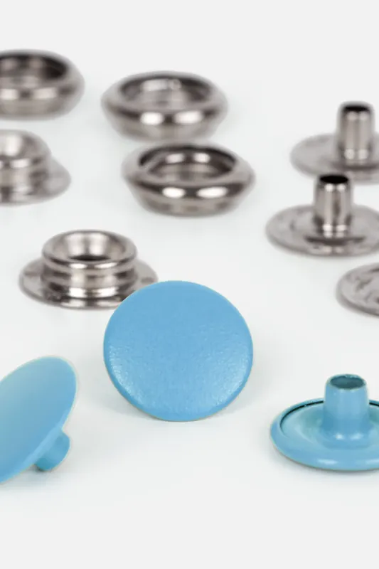 Anorak Druckknöpfe Hellblau 15mm Echt