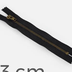 Limited Edition Jeans-Reißverschluss Metall Messing 13 cm Schwarz B5