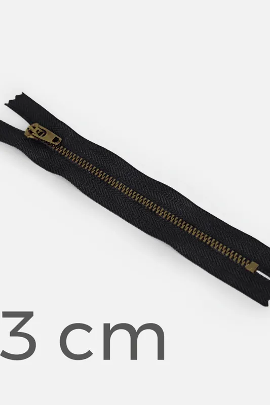 Limited Edition Jeans-Reißverschluss Metall Messing 13 cm Schwarz B5