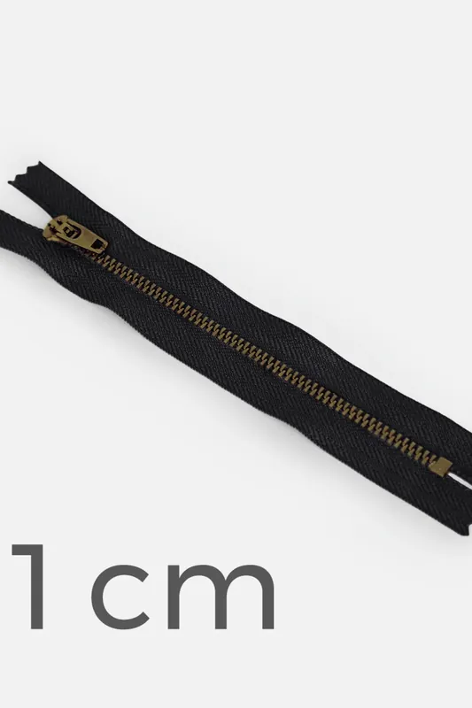 Jeans-Reißverschluss Metall Messing 11cm Schwarz B5 Großhandel