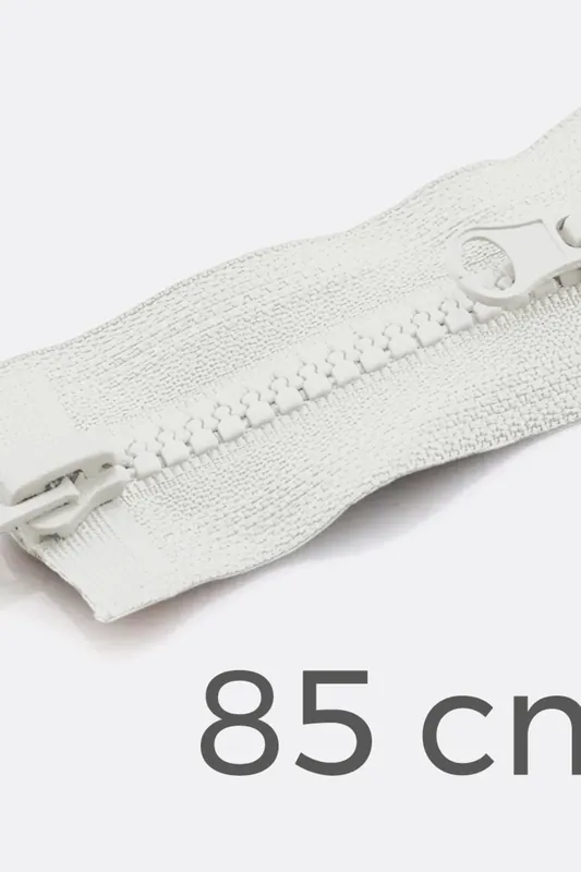 Zwei-Wege Reißverschluss 85cm Weiß B3 Weltweiter Versand