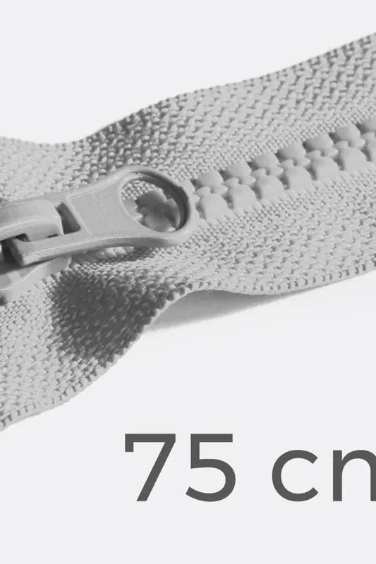 Top-Qualität Reißverschluss teilbar 75cm Hellgrau D132