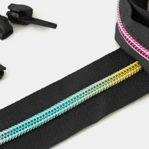 Super-Preis Regenbogen Reißverschluss 6,5mm Schwarz B5 1m lang