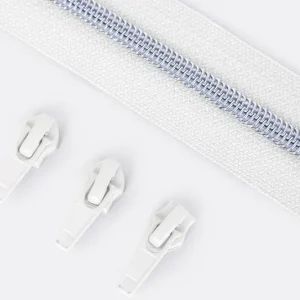 Reißverschluss Silber 6,5mm Weiß B3 1m lang Weltweiter Versand