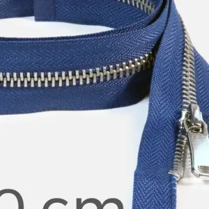 Reißverschluss Metall Silber teilbar 60cm Marineblau D40 Kostenloser Versand