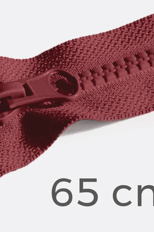 Handgefertigt Reißverschluss teilbar 65cm Bordeaux D520