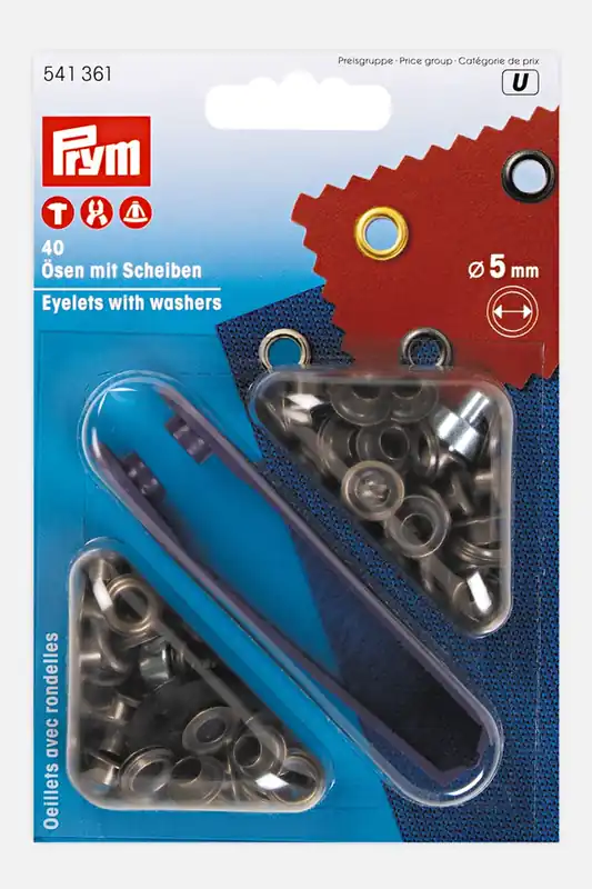 Ösen mit Scheiben Altmessing 5mm Echt