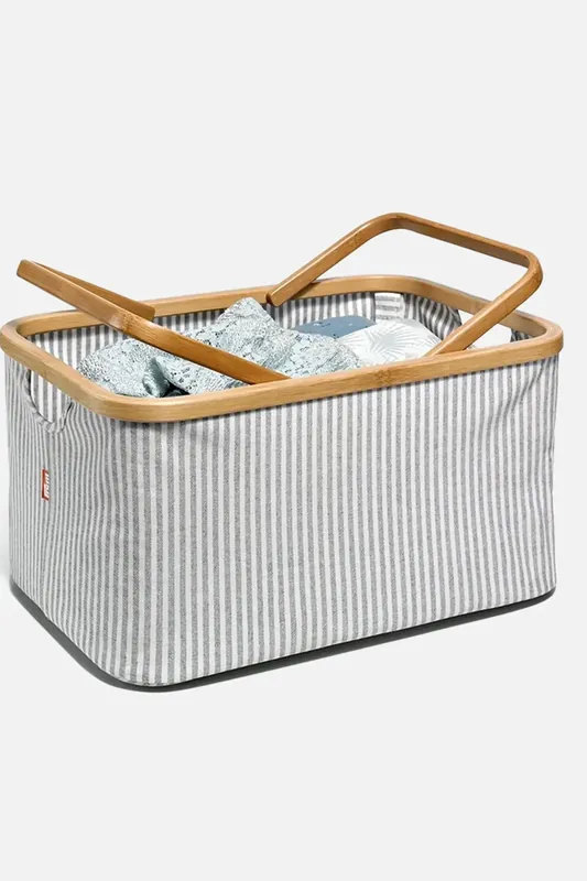 Finale Aktion Canvas-Korb faltbar mit Bambusgriffen