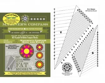 Speziallineal-Set – Fat Robin 16 Point Mariner’s Compass Book and Ruler Combo Patchworklineale – SONDERBESTELLUNG USA! Verlängerte Lieferzeit Handgefertigt