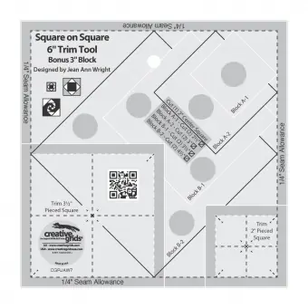 3″ & 6 inch Square in a Square Trim Tool – 2-in-1 Creative Grids Non Slip Ruler – Patchworklineal Sonderaktion