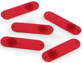 Pusteblume Kunstlederlabel – Kunstleder Etikett Löwenzahn Aufnäher – Kirschrot – 1 Stück Geprüft