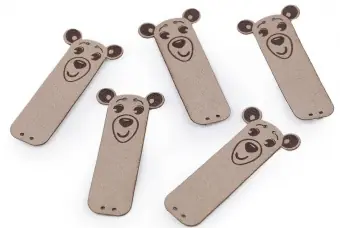 Bärchen Kunstlederlabel – Kunstleder Etikett Aufnäher – Beige – 1 Stück Limited Edition