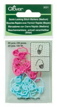 Rabatt 20 schnell verschließbare Maschenmarkierer Set in Schäfchenform – Clover Medium Stitch Markers