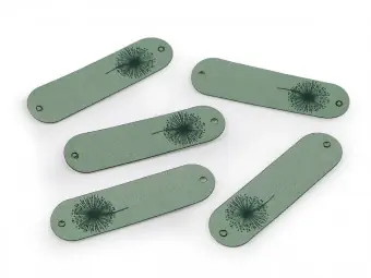 Must-Have Pusteblume Kunstlederlabel – Kunstleder Etikett Löwenzahn Aufnäher – Salbeigrün – 1 Stück