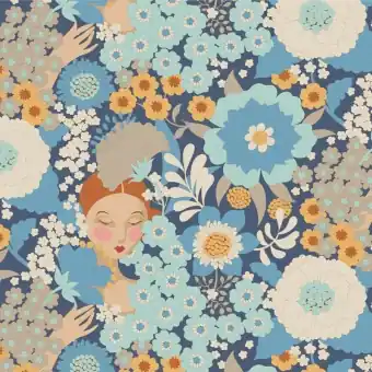 Gleich Bestellen Wallflower Blue – Tildas Wallflower Blümchenstoffe – Original skandinavischer Tildastoff