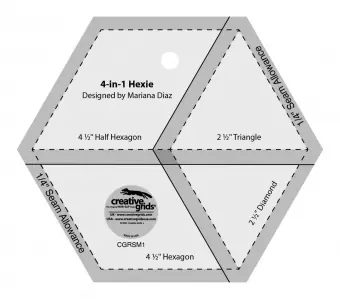 4-in-1 Hexie Patchworklineal – Hexagon Ruler – Creative Grids Non Slip Ruler 4 1/2 inches Neu
