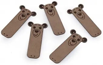 Bestpreis Bärchen Kunstlederlabel – Kunstleder Etikett Aufnäher – Dunkel-Beige – 1 Stück