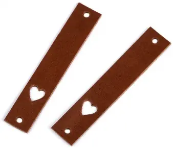 Herzchen Lederlabel – Echtleder Etikett Aufnäher – Cognac-Braun – 1 Stück Markenprodukt