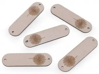 Aktuell Pusteblume Kunstlederlabel – Kunstleder Etikett Löwenzahn Aufnäher – Grau-Beige – 1 Stück