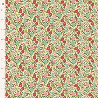 Billig Janice Green – Tildas Wallflower Blümchenstoffe – Original skandinavischer Tildastoff