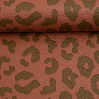 Terracotta Braunes Happy Leo Kunstleder – Cherry Picking Lederimitat Leopardenmuster Meterware Geld-Zurück-Garantie