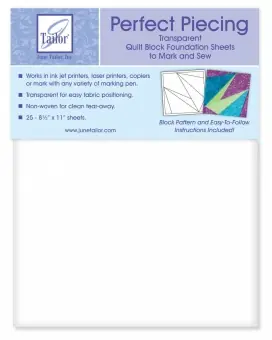 June Tailor Perfect Piecing Transparent Quilt Block Foundation Sheets – Bedruckbares Papier für Paper Piecing Technik Saisonangebot