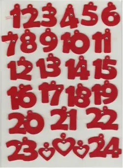Filzzahlen für den Adventkalender – Rot mit Strass Sofort Bestellen