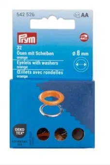 Ø 8mm Ösen mit Scheiben, orangefarbig – PRYM Vario Creative Tool Nachfüllset-Zubehör Zertifiziert