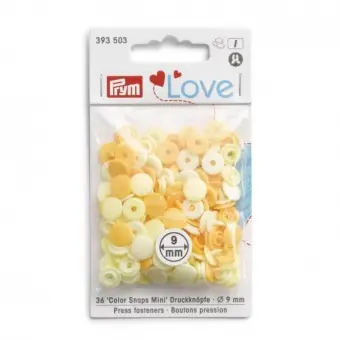 Original 36 Mini Nähfrei Druckknöpfe 9mm – Gelbes Sortiment – PRYM Color Snaps