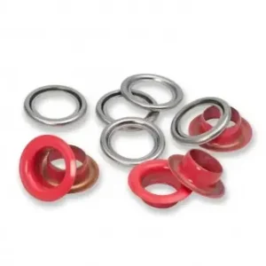 Top-Qualität Ø 11mm Ösen mit Scheiben, rot & silberfarbig - PRYM Vario Creative Tool Zubehör