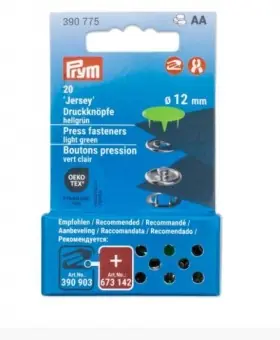 Mini Nähfrei Druckknöpfe 12mm – grün – PRYM Jersey Metalldruckknöpfe Nachfüllpackung für Vario Creative Tool Hochwertig