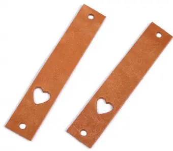 Heute Kaufen Herzchen Lederlabel – Echtleder Etikett Aufnäher – Natur – 1 Stück
