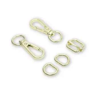 Goldenes Handtaschenset – Gold Taschenbeschläge: 1/2 inch D-Ringe, Karabiner & Leiterschnalle – Sallie Tomato Level 3 Basic Hardware Kit 15mm Zertifiziert