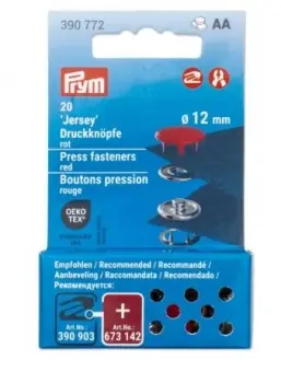 Neuheit Mini Nähfrei Druckknöpfe 12mm – rot – PRYM Jersey Metalldruckknöpfe Nachfüllpackung für Vario Creative Tool