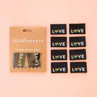 Sale LOVE … is love PRIDE Labels – Sarah Hearts Webetiketten – Premium Woven Labels – Limited Edition