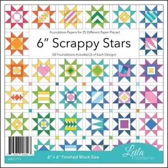 Jetzt Bestellen Scrappy Stars Foundation Sheets – Vorgedrucktes Papier für 50 Patchworksterne in Paper Piecing Technik – 6 inch