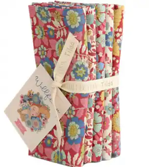 5 x 1m GANZE METER Pink/Burgundy Stoffpaket – Tildas Wallflower Blümchenstoffe – Original skandinavischer Tildastoff Kracherpreis