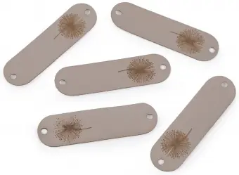 Sale Pusteblume Kunstlederlabel – Kunstleder Etikett Löwenzahn Aufnäher – Hellgrau – 1 Stück