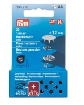 Neuheit Mini Nähfrei Druckknöpfe 12mm – weiß – PRYM Jersey Metalldruckknöpfe Nachfüllpackung für Vario Creative Tool
