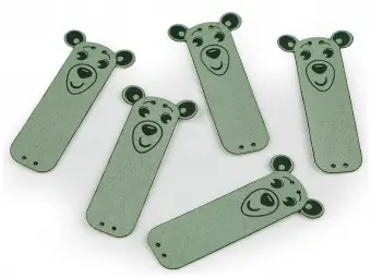 Neuheit Bärchen Kunstlederlabel – Kunstleder Etikett Aufnäher – Salbeigrün – 1 Stück