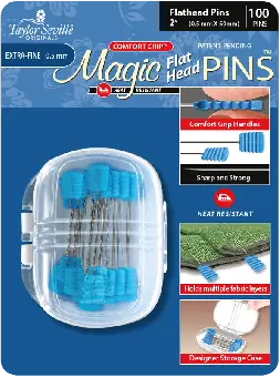 Heute Kaufen Magic Pins extra fein 0,5x50mm – Extra Fine Flat Head Patchworkpins – Taylor Seville Flachkopfstecknadeln