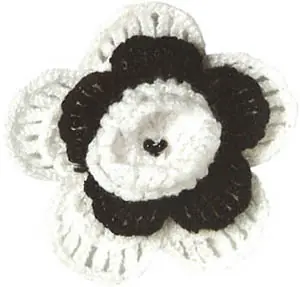 Markenware Großes Blümchen Applikation – Schwarz-Weiße Häkelblume Bügelapplikationen – PRYM