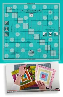 Sichere Zahlung 10″ inch Log Cabin Trim Tool Duo – Creative Grids Non Slip Ruler – Blockhausmuster Patchworklineal