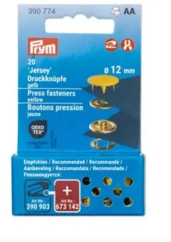 Mini Nähfrei Druckknöpfe 12mm – gelb – PRYM Jersey Metalldruckknöpfe Nachfüllpackung für Vario Creative Tool Zertifiziert