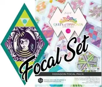 Gratis Versand HEXAGON FOCAL PACK Paper Pieces Acrylschablone + Papierschablonen-Set für Tula Pink Queen of Diamonds Pinkdoor Fabrics