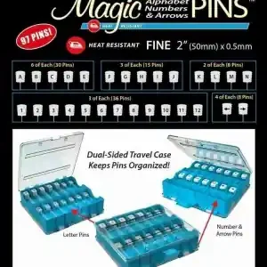Magic Pins Buchstaben, Zahlen & Pfeilen - extra fein 0,5x50mm - Extra Fine Flat Head Patchworkpins Alphabet, Numbers & Arrows - Taylor Seville Flachkopfstecknadeln Handgefertigt