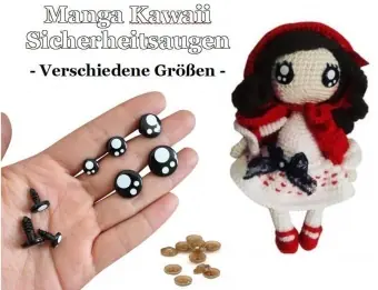 GROßE AUSWAHL! Kawaii Sicherheitsaugen / Manga Comic Tieraugen / Cartoon Augenknöpfe Im Trend