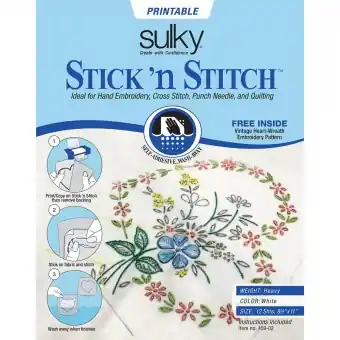 Stick’n Stitch – Bedruckbares,Selbstklebendes, Fixierbares, Wasserlösliches Stickvlies – Sulky Printables Jetzt Zugreifen