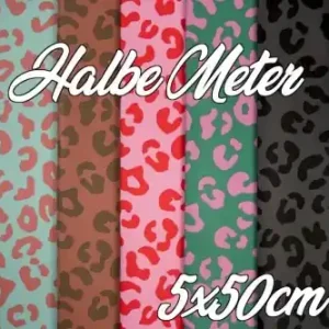 5x 50cm Happy Leo Kunstleder – Cherry Picking Lederimitat Leopardenmuster Meterware Sonderangebot