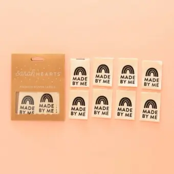 Made By Me Bio-Baumwoll-Labels – Sarah Hearts Webetiketten – Premium Woven Labels – Organic Cotton Limited Edition